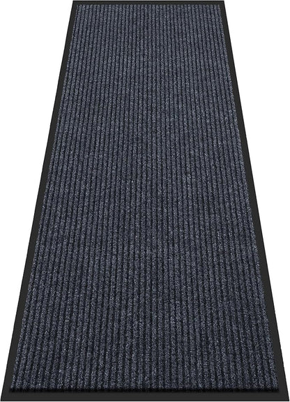 Large Indoor Outdoor Door Mat, 2' x 6' Heavy Duty Commercial Floor Mat Inside Outside Entrance, Rubber Border Doormats for Entryway, High Traffic Area, Waterproof, Low-Profile, Easy to Clean