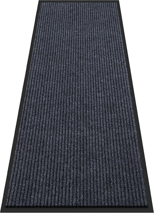 Large Indoor Outdoor Door Mat, 2' x 6' Heavy Duty Commercial Floor Mat Inside Outside Entrance, Rubber Border Doormats for Entryway, High Traffic Area, Waterproof, Low-Profile, Easy to Clean