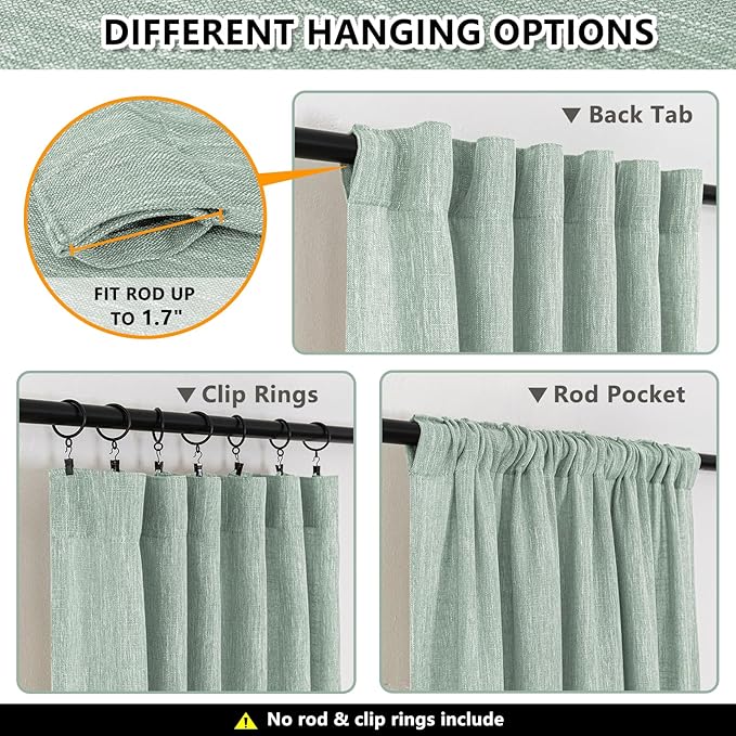 MYSKY HOME Living Room Curtains 84 Inches Long Semi Sheer Light Filtering Privacy Drapes for Bedroom Rod Pocket Textured Boho Home Decor, Backdrop Curtain for Parties, 50" x 84", Aqua, 2 Panels