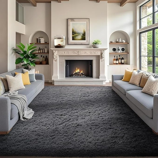 Ophanie 7x9 Area Rugs, Upgrade Non-Slip Fluffy Soft Rugs for Living Room, Large Shag Grey Fuzzy Plush Rug, Gray Shaggy Big Carpets for Bedroom, Kids Boys Girls Dorm Nursery Home Decor Aesthetic