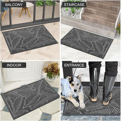 Colorxy Waterproof Doormat, Sturdy Natural Rubber Front Door Mats, Non Slip Low Profile Indoor Outdoor Entrance Mat, Stain Resistant Easy Clean Floor Mat for Patio or Entryway, 59''x23'', Dark Grey