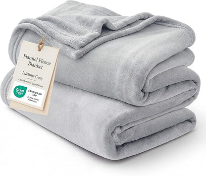 Bedsure GentleSoft Fleece Blanket Twin Size Light Grey - 300GSM Lightweight Plush Fuzzy Cozy Soft Warm Blanket for Bed, Sofa, Couch, Travel, Camping, 60x80 inches
