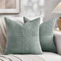 Fancy Homi 2 Packs Grey Blue Decorative Throw Pillow Covers 16x16 Inch for Couch Bed Sofa, Rustic Farmhouse Boho Home Decor, Soft Corss Patchwork Corduroy Textured Square Cushion Case 40x40 cm