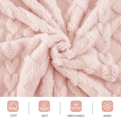 Aganear Twin Blanket - 3D Stylish Design, Lightweight Blanket Super Soft, Warm, Decorative Present for All Seasons, Portable Throw Blankets for Couch, Sofa, Bed, Car(60"×80", Pink)