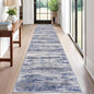 KOZYFLY Modern Abstract Hallway Runner, 2x12 Washable Rug Runner Non-Slip Soft Striped Kitchen Runner Rug, Grey Blue Print Carpet for Entryway Bathroom Laundry Room Foyer