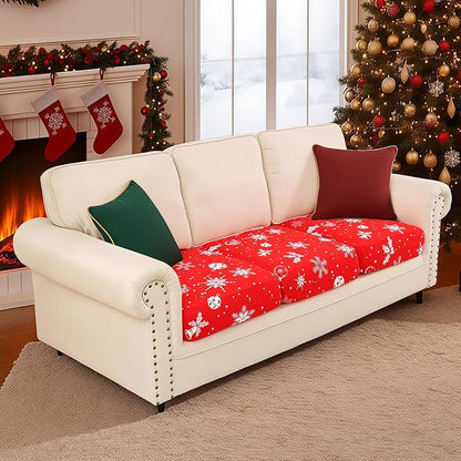 Smiry Printed Couch Cushion Covers, Stretch Soft Couch Covers for Sofa, Washable Non-Slip Sofa Slipcover Furniture Protector for Indoor and Outdoor (3 Pack, Red)