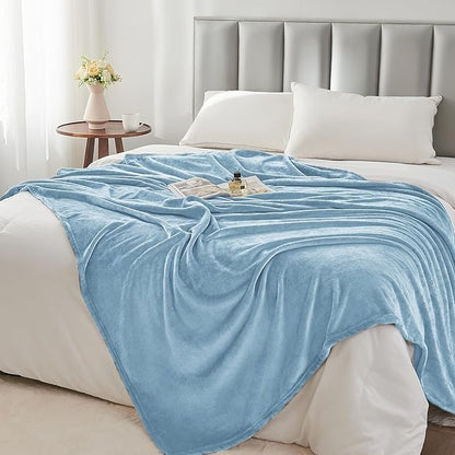 BEDELITE Fleece Blanket King Size Blankets for Bed, Luxury Plush Cozy Fuzzy Blanket 108x90 inches, Super Soft Warm Lightweight Throw Blanket All Seasons Suitable, Washed Blue