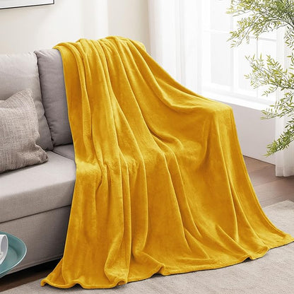 BEDELITE Fleece Blanket Yellow Throw Blanket for Couch & Bed, Luxury Plush Cozy Fuzzy Blanket 50" x 60", Super Soft Warm Lightweight Throw Blanket for Travel Camping