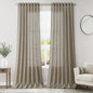 Extra Long Mocha Curtains 2 Panels 102 Inches Long for Living Room Back Tab Rod Pocket Light Filtering Semi Sheer Drapes Cotton Linen Textured Window Curtain 102 Inch Length for Bedroom 9 FT