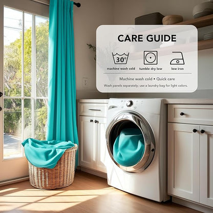 Deconovo Blackout Curtains, Thermal Insulated, W42 x L95 2 Panels, Back Tab, Machine Washable, Room-Darkening Drapes for Bedroom/Living Room Turquoise