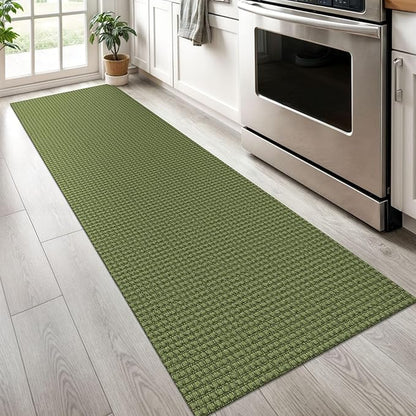 KOZYFLY Runners for Hallways 2x6 ft Washable Kitchen Runner Non Slip Rubber Backed Hall Runners Cotton Entryway Runner Rugs Floor Carpet for Indoor Backdoor Bedroom Kitchen, Bright Green/Earthy Green