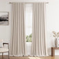 Guken Oatmeal 100% Blackout Curtains 108 Inch Length 2 Panels Set for Living Room Bedroom Back Tab Thermal Insulated Black Out Linen Drapes Room Darkening Window Curtains 108 Inches Long