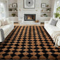 Ophanie Checkered Black & Beige Rhombus Rugs for Living Room Bedroom, Fluffy Soft Fuzzy Area Rugs, Plush Shaggy Bedside Floor 8x10 Furry Carpet for Kids Baby Teen Dorm Nursery Home Decor Aesthetic