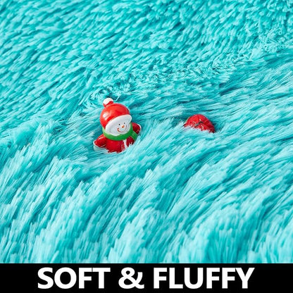 ONASAR Teal Blue Round Area Rug 4ft, Soft Fluffy Bedroom Bedside Floor Circle Rugs for Kids Girls Boys Teen Room, Cute Fuzzy Furry Plush Shaggy Carpet for Nursery Living Room Playroom Dorm Home Decor