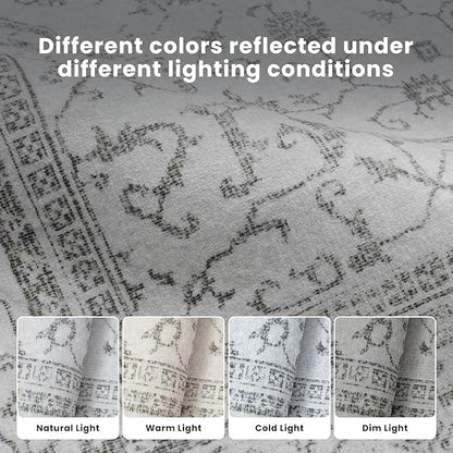 Washable Rugs 8x10 Area Rugs for Living Room,Bedroom,Dining Room- Soft Low Pile Stain-Resistant Carpet with Non-Slip Rubber Backing,Large Vintage Area Rug for Farmhouse Nursery Home Office Decor