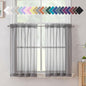 Aiyufeng Charcoal Grey Sheer Curtains 36 inches Long 2 Panels Set, Short Sheer Grey Kitchen Tier Solid Sheers Cafe Curtains Bathroom Grey Window Panels, Rod Pocket, 40" Wx36 L