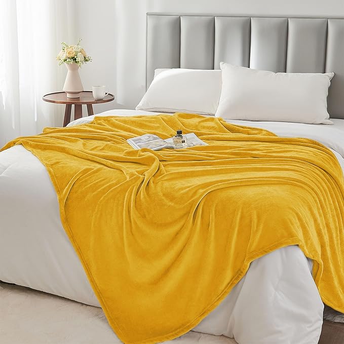 BEDELITE Fleece Blanket Yellow Throw Blanket for Couch & Bed, Luxury Plush Cozy Fuzzy Blanket 50" x 60", Super Soft Warm Lightweight Throw Blanket for Travel Camping