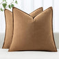 MIULEE Decorative Linen Pillow Covers 18x18 Inch Brown Boho Farmhouse Neutral Couch Throw Pillows for Bed Pack of 2 Accent Modern Pillowcase Sofa Livingroom Home Decor