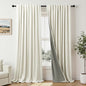 Extra Wide 70 Inch Blackout Curtains 96 Inches Long for Living Room Rustic Boho Room Darkening Textured Linen Drapes for Dining Room Office Insulated Ceiling to Floor Window 2 Panels 70x96 Cream Ivory