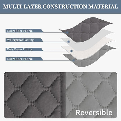 ISSUNTEX Double Protection 100% Waterproof Sofa Covers for Living Room, Reversible Couch Covers for 3 Cushion Couch Sofa, Furniture Protector Sofa Cover for Pets (X Large, Gray/Light Gray)