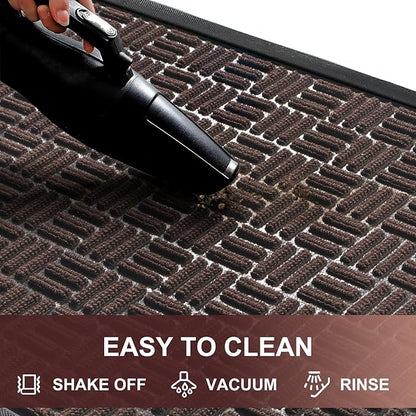 Mibao Front Door Mat, Heavy Duty Durable Welcome Mat for Outdoor Indoor, Dirt Trapper Waterproof Super Absorbent Door Mat for Entryway Outside Patio Porch, 29.5" x 17", Coffee