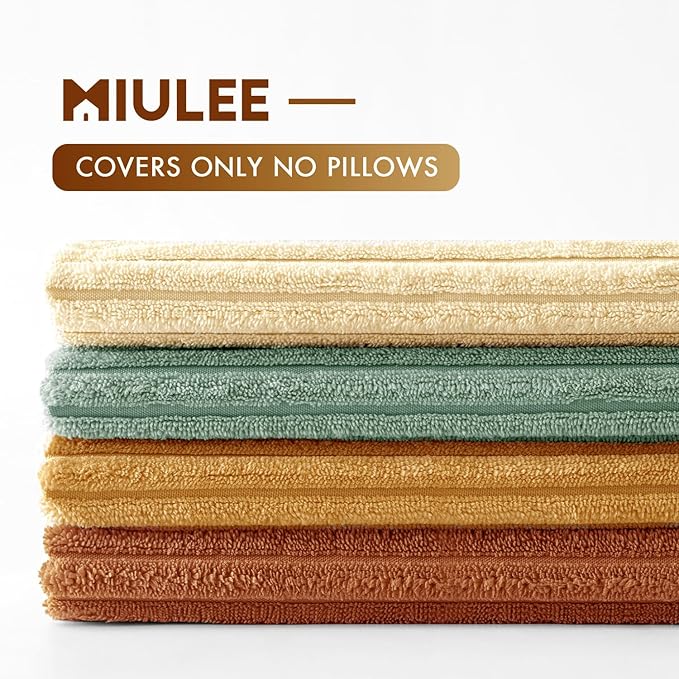 MIULEE Boho Farmhouse Throw Pillow Covers 18x18 Inch Set of 4 Summer Modern Natural Decorative Cushion Covers Soft Corduroy Spring Decor for Couch Bed Sofa Living Room Orange Teal Gradient Series