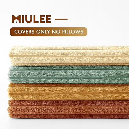 MIULEE Boho Farmhouse Throw Pillow Covers 18x18 Inch Set of 4 Summer Modern Natural Decorative Cushion Covers Soft Corduroy Spring Decor for Couch Bed Sofa Living Room Orange Teal Gradient Series