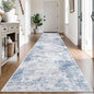 IOHOUZE Abstract Runner Rug 3x14 Ft Washable Runners for Hallways, Non Slip Kitchen Runner Printed Faux Wool Entryway Runner Indoor, Modern Abstract Floor Carpet for Hall Stair, Light Blue Grey