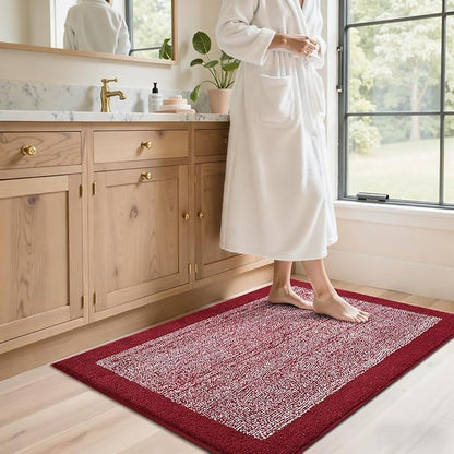 48x32 Large Bathroom Rugs Washable Non Slip, Red Bath Mat for Bathroom Floor Tub, Soft Absorbent Quick Dry Mats for Shower, Bathtub,Home Decor