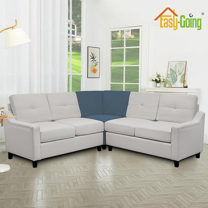 Easy-Going Stretch Sectional Corner Sofa Slipcover 1-Piece Couch Sofa Cover Furniture Protector Soft with Elastic Bottom for Kids, Pet, Spandex Jacquard Fabric Bluestone