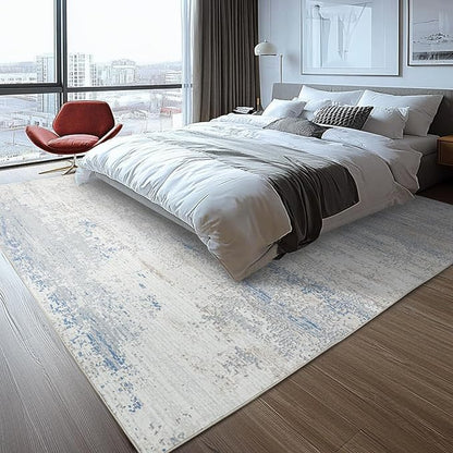 Washable Rugs 8x10 Area Rugs for Living Room- Modern Abstract Rugs for Bedroom,Dining Room, Large Soft Low Pile Carpet with Non Slip Rubber Backing,Neutral Accent Rug for Nursery Home Office