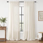 Nanspring Modern Linen Curtains for Living Room 90 Inches Long Light Filtering Semi Sheer Curtain Back Tab Neutral Luxury Modern Farmhouse Decor Linen Blend Drapes for Bedroom 52x90, 2 Panels
