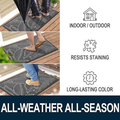 Colorxy Waterproof Doormat, Sturdy Natural Rubber Front Door Mats, Non Slip Low Profile Indoor Outdoor Entrance Mat, Stain Resistant Easy Clean Floor Mat for Patio or Entryway, 47''x24'', Dark Grey