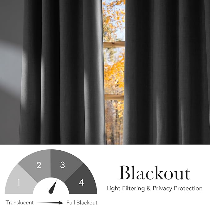 NICETOWN Short Faux Linen Light Grey Blackout Curtains 63 inches Long for Kitchen - Privacy Panels for Living Room Bedroom, Modern Farmhouse Style Easy Care Grommet Top, 2 Panels, W42 by L63