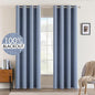 MIULEE Linen Texture Curtains for Bedroom Solid 100% Blackout Thermal Insulated Stone Blue Curtains Grommet Room Darkening Drapes Luxury Decor for Living Room Nursery 52x96 Inch (2 Panels)
