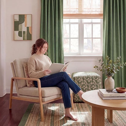 NICETOWN 100% Absolutely Blackout Linen Curtains for Bedroom Living Room, Dark Green, 52" Wide, 2 Pieces, Privacy Thermal Insulated Window Drapes 84" Long for Home Theater Enthusiasts or Gamers
