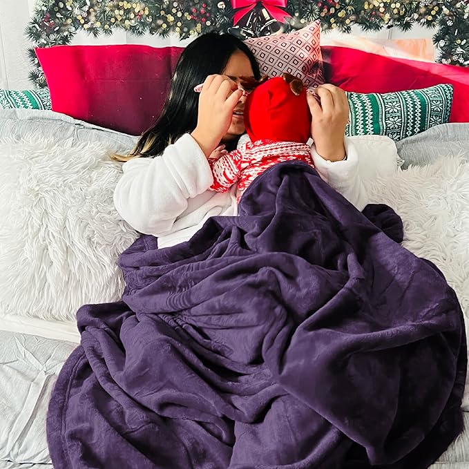 Bedsure GentleSoft Fleece Throw XL Blanket Purple - 300GSM Soft Lightweight Plush Cozy Blankets for Bed, Sofa, Couch, Travel, Camping, 50x70 inches