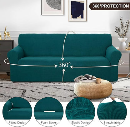 U-NICE HOME Stretch Couch Cover Sofa Cover Sofa Slipcover Furniture Protector for 3 Cushion Couch Sofa Pet Friendly(Sofa, Blue)