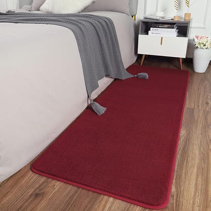 AROGAN Shag Runner Rug for Hallways, 2x6 Feet Washable Rugs with Memory Foam for Bedroom, Entryway Indoor Fluffy Throw Rug for Bedside Living Room Kids Girls Nursery Dorm Room Decor, Wine Red