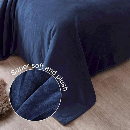 Exclusivo Mezcla Fleece Blanket Twin Size for Bed, Super Soft and Warm, All Season, Cozy, Plush, Lightweight, 60x80 Inches Navy Blue