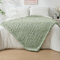 Bigacogo Chunky Knit Throw Blanket for Couch, 40x60 inches, 100% Hand Knitted with Thick Jumbo Chenille Yarn, Cozy Soft Large Rope Knot Cable Crochet Blankets for Sofa Bed Living Room, Sage Green