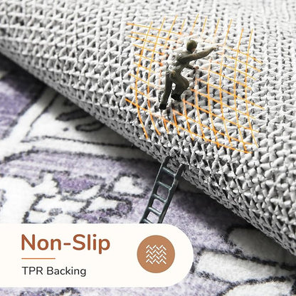 OPPODREAM Soft 6x9 Area Rugs, Washable Rug 6x9 with Non Slip Backing, Faux Cashmere Low-Pile 6 x 9 Carpet, Purple