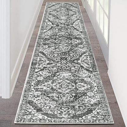 HEBE Hallway Runner Rug 2'x8' Washable Vintage Distressed Area Rugs Non Slip Laundry Rug Runner Boho Floor Carpet Runners for Hallways Entryway Laundry Room Kitchen Bathroom
