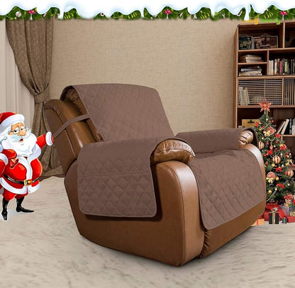 Easy-Going Oversized Recliner Cover Reversible Couch Cover Sofa Cover for Living Room Water Resistant Furniture Protector with Elastic Straps for Pets Dog (Oversized Recliner, Brown/Beige)