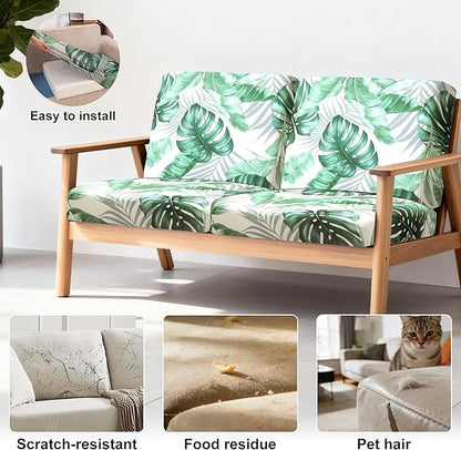 4Pcs Patio Stretch Cushion Covers,Outdoor Sofa Replacement Cover Slipcovers for Patio Furniture Cushion Covers, Washable Reusable Furniture Protector