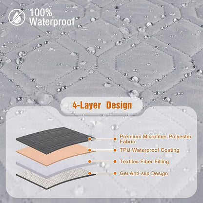VANSOFY Waterproof Recliner Couch Covers, Sofa Covers 1-Piece Washable Reclining Sofa Cover Non-Slip Furniture Protector with Elastic Straps Pocket for Dogs, Pets(Light Gray,Oversized 2 Seater)