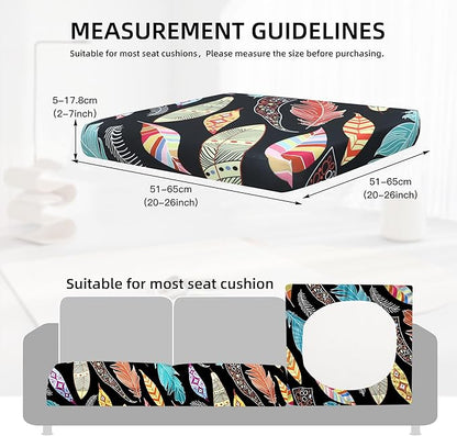 8Pcs Outdoor Cushion Covers, Patio Cushion Covers,Stretch Elastic Slipcovers, Replacement Washable & Reusable Furniture Protector for Patio Couch(Dream Feather,8PCS)
