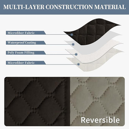 ISSUNTEX Double Protection 100% Waterproof Recliner Covers for Living Room, Reversible Furniture Protector Recliner Couch Sofa Slipcover for Dogs, Pets, Kids (Oversized Recliner, Chocolate/Beige)