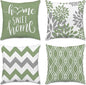 Hexagram Geometric Sage Green Pillow Covers 18x18 Set of 4, Decorative Outdoor Boho Modern Throw Pillow Covers, Home Sweet Home Farmhouse Cushion Case for Couch Sofa Bedroom Indoor Decor(No Insert)