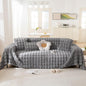 HANDONTIME Faux Fur Plush Sofa Covers for Couch Washable Rabbit Plush Couch Cover Cozy Faux Fur Sectional Covers for Dogs Fluffy Plush L Shaped Sofa Cover Pet Couch Protector, Dark Grey, 71" X134"